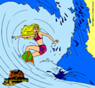 Dibujo Barbie practicando surf pintado por jessijann