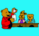 Dibujo Profesor oso y sus alumnos pintado por jhoseline