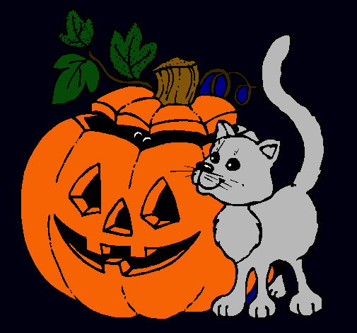 Calabaza y gato