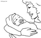 Dibujo Madre con su bebe II pintado por madre 