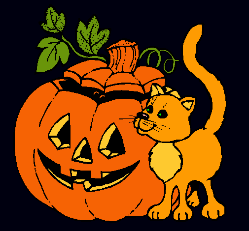 Calabaza y gato