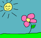 Dibujo Sol y flor 2 pintado por bairon