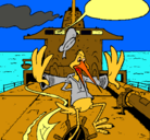 Dibujo Cigüeña en un barco pintado por casz