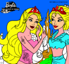 Dibujo Barbie se despiede de la reina sirena pintado por MARTI-CATA