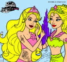 Dibujo Barbie se despiede de la reina sirena pintado por pondis