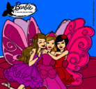 Dibujo Barbie y sus amigas en hadas pintado por mariposas