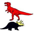Dibujo Triceratops y tiranosaurios rex pintado por holanda