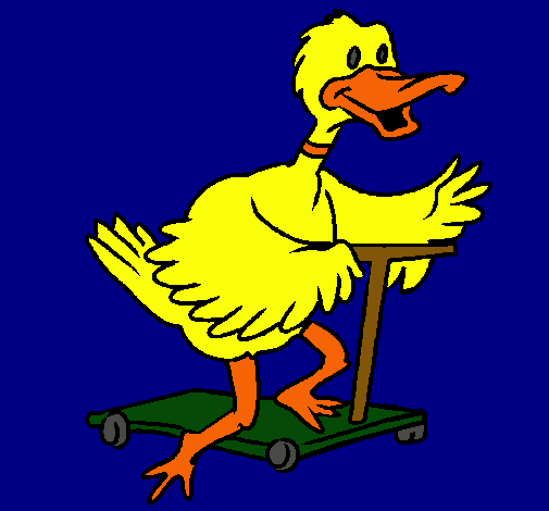 Pato en patinete