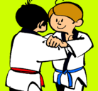 Dibujo Judo amistoso pintado por enana
