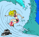 Dibujo Barbie practicando surf pintado por hemoxa