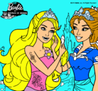 Dibujo Barbie se despiede de la reina sirena pintado por Annie