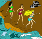 Dibujo Barbie y sus amigas en la playa pintado por gabotex