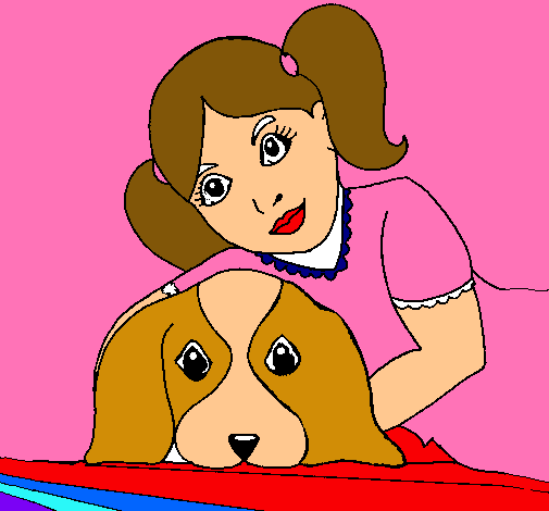 Dibujo Niña abrazando a su perro pintado por Monse
