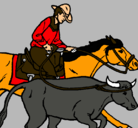 Dibujo Vaquero y vaca pintado por caballo