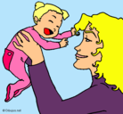 Dibujo Madre con su bebe pintado por Mirene