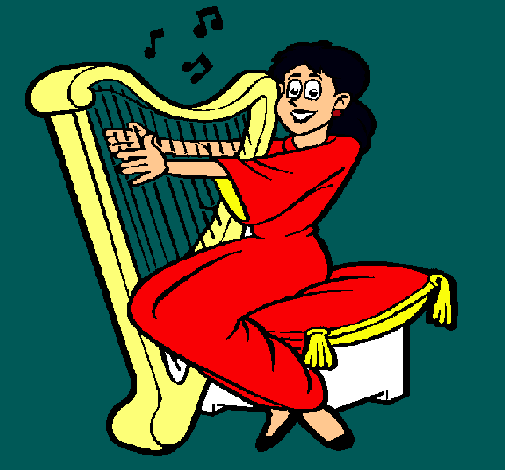 Dibujo Mujer tocando la arpa pintado por lydi