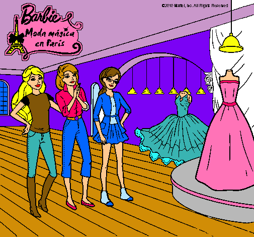 Barbie mirando vestidos