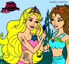 Dibujo Barbie se despiede de la reina sirena pintado por POIUYTFGHJKKLOI