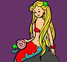 Dibujo Sirena con caracola pintado por sire