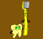 Dibujo Muela y cepillo de dientes pintado por edson