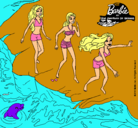 Dibujo Barbie y sus amigas en la playa pintado por alia