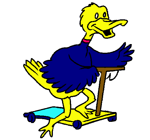 Pato en patinete