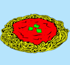 Dibujo Espaguetis con queso pintado por pasta