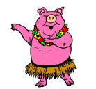 Dibujo Cerdo hawaiano pintado por txerritxoa