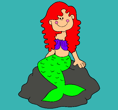 Dibujo Sirena sentada en una roca pintado por sony