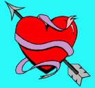 Dibujo Corazón con flecha pintado por amor 