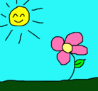 Dibujo Sol y flor 2 pintado por pily 
