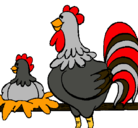 Dibujo Gallo y gallina pintado por styuuhn