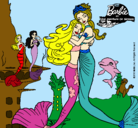 Dibujo Barbie sirena y la reina sirena pintado por hemoxa
