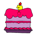 Dibujo Pastel de cumpleaños pintado por locaaa
