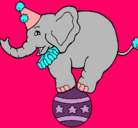 Dibujo Elefante encima de una pelota pintado por lizeth