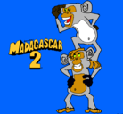 Dibujo Madagascar 2 Manson y Phil pintado por mono