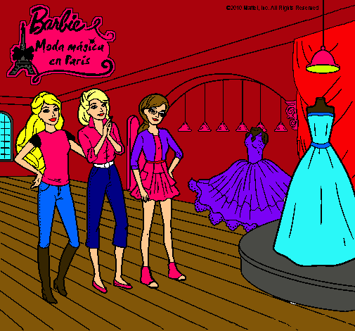 Barbie mirando vestidos