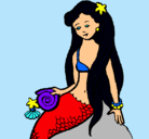 Dibujo Sirena con caracola pintado por cari