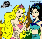 Dibujo Barbie se despiede de la reina sirena pintado por hemoxa