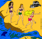 Dibujo Barbie y sus amigas en la playa pintado por avelar