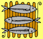 Dibujo Pescado a la brasa pintado por pescado