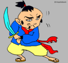 Dibujo Guerrero con espada pintado por samurai