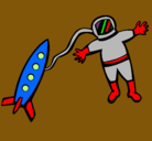Dibujo Cohete y astronauta pintado por charly