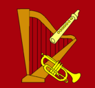 Dibujo Arpa, flauta y trompeta pintado por alexasalu