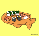 Dibujo Sushi pintado por kilian