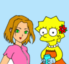 Dibujo Sakura y Lisa pintado por magi
