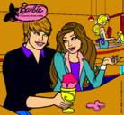 Dibujo Barbie y su amigo en la heladería pintado por barbi