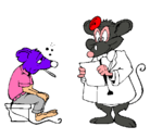 Dibujo Doctor y paciente ratón pintado por JANETH