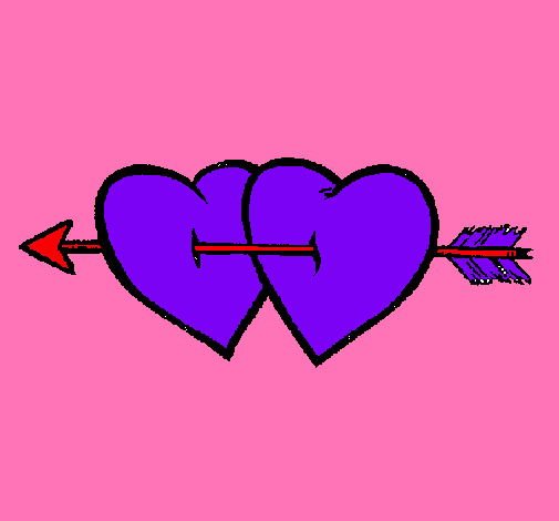 Dibujo Dos corazones con una flecha pintado por nayosame