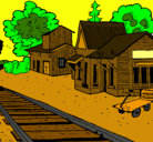 Dibujo Estación de tren pintado por desierto